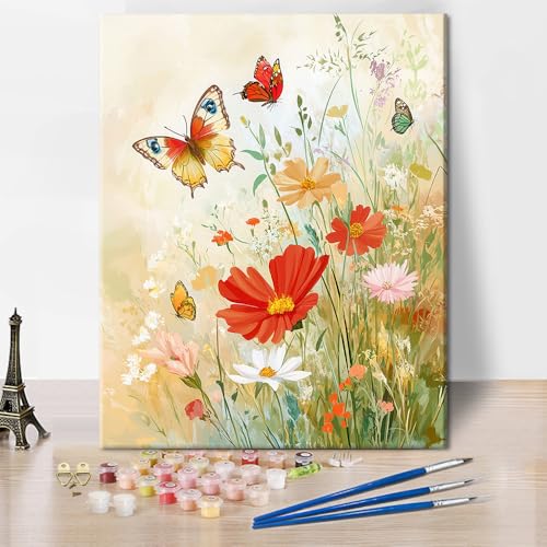 TISHIRON Malen nach Zahlen für Erwachsene, Wildblumen und Schmetterlinge Malen nach Zahlen, Malen nach Zahlen Junior DIY Malen nach Zahlen für Erwachsene auf Leinwand Heimdekoration, 40x50cm TISHIRON Malen nach Zahlen für Erwachsene, Wildblumen und Schmetterlinge Malen nach Zahlen, Malen nach Zahlen Junior DIY Malen nach Zahlen für Erwachsene auf Leinwand Heimdekoration, 40x50cm von TISHIRON