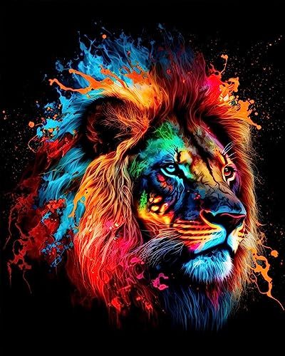 TISHIRON Malen nach Zahlen für Erwachsene Anfänger DIY Regenbogen Splash Löwe Erwachsene Malen nach Zahlen Kits auf Leinwand Acrylmalerei Zeichnung mit Pinseln Ölgemälde 16x20 Zoll TISHIRON Malen nach Zahlen für Erwachsene Anfänger DIY Regenbogen Splash Löwe Erwachsene Malen nach Zahlen Kits auf Leinwand Acrylmalerei Zeichnung mit Pinseln Ölgemälde 16x20 Zoll von TISHIRON