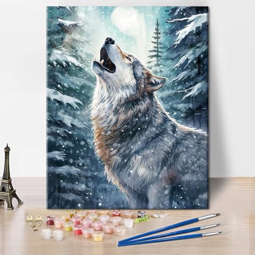 TISHIRON Malen nach Zahlen für Erwachsene Brüllender Wolf Malen nach Zahlen Kit für Erwachsene Heulen Acryl Malen nach Zahlen Kits auf Leinwand Wilde Tiere Ölgemälde für Geschenk16 x20 Rahmenlos TISHIRON Malen nach Zahlen für Erwachsene Brüllender Wolf Malen nach Zahlen Kit für Erwachsene Heulen Acryl Malen nach Zahlen Kits auf Leinwand Wilde Tiere Ölgemälde für Geschenk16 x20 Rahmenlos von TISHIRON