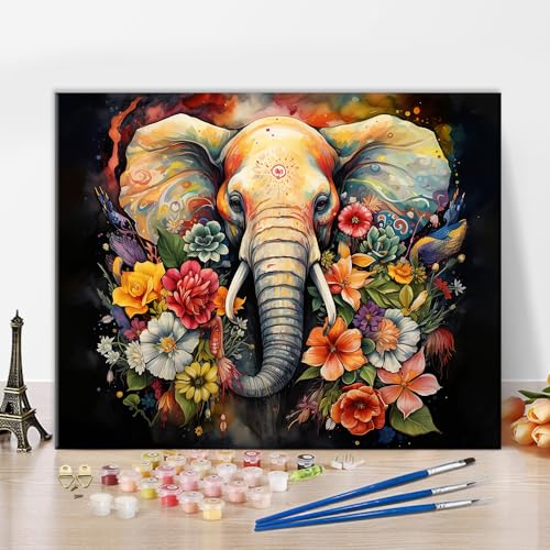 TISHIRON Malen nach Zahlen für Erwachsene Elefant mit Blumen Malen nach Zahlen Kits Tier Malen nach Zahlen für Erwachsene Anfänger abstrakte Kunstwerk Wanddekoration Ölgemälde, 16"x20" Ohne Rahmen TISHIRON Malen nach Zahlen für Erwachsene Elefant mit Blumen Malen nach Zahlen Kits Tier Malen nach Zahlen für Erwachsene Anfänger abstrakte Kunstwerk Wanddekoration Ölgemälde, 16"x20" Ohne Rahmen von TISHIRON