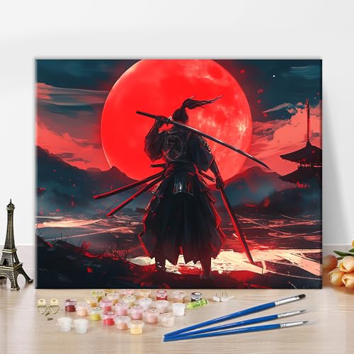 TISHIRON Malen nach Zahlen für Erwachsene Epischer Krieger mit Schwert Blutmond Mythologische Motive Premium-Set Leinwand Acrylfarben Kraftvolle Symbole Männer Geschenkidee Wanddekoration 16x20 Zoll TISHIRON Malen nach Zahlen für Erwachsene Epischer Krieger mit Schwert Blutmond Mythologische Motive Premium-Set Leinwand Acrylfarben Kraftvolle Symbole Männer Geschenkidee Wanddekoration 16x20 Zoll von TISHIRON