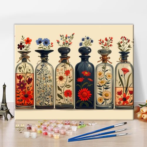 TISHIRON Malen nach Zahlen für Erwachsene Retro-Parfümflaschen und Blumenmalerei Zahl Kits DIY Ölmalerei Kits Vintage Vase Erwachsene Malen nach Zahlen Kits, 40x50 CM TISHIRON Malen nach Zahlen für Erwachsene Retro-Parfümflaschen und Blumenmalerei Zahl Kits DIY Ölmalerei Kits Vintage Vase Erwachsene Malen nach Zahlen Kits, 40x50 CM von TISHIRON