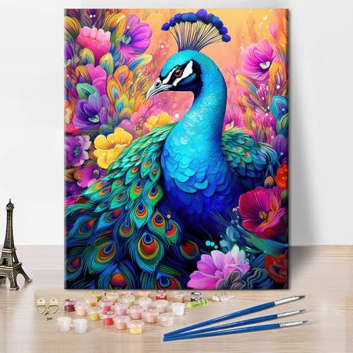 TISHIRON Malen nach Zahlen für Erwachsene Schöne bunte Pfau Erwachsene Malen-nach-Zahlen-Kits Pfau unter den Blumen im Garten Malen nach Zahlen DIY Malen nach Zahlen Craft Kits, 40x50 CM TISHIRON Malen nach Zahlen für Erwachsene Schöne bunte Pfau Erwachsene Malen-nach-Zahlen-Kits Pfau unter den Blumen im Garten Malen nach Zahlen DIY Malen nach Zahlen Craft Kits, 40x50 CM von TISHIRON