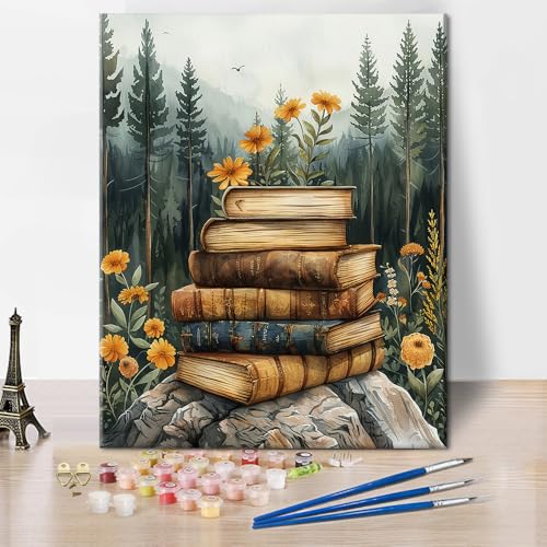 TISHIRON Malen nach Zahlen für Erwachsene Waldlandschaft DIY Malen nach Zahlen für Erwachsene auf Leinwand Bücher mit Blumen Acrylmalerei nach Zahlen Ölgemälde Kunsthandwerk 16x20 Zoll TISHIRON Malen nach Zahlen für Erwachsene Waldlandschaft DIY Malen nach Zahlen für Erwachsene auf Leinwand Bücher mit Blumen Acrylmalerei nach Zahlen Ölgemälde Kunsthandwerk 16x20 Zoll von TISHIRON