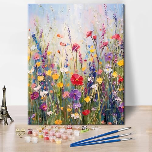 TISHIRON Malen nach Zahlen für Erwachsene Wildblumen, DIY Ölgemälde nach Zahlen auf Leinwand Frühlingswiese mit Pinseln Acrylfarben für Kinder, Wohnkultur 16"x20", rahmenlos TISHIRON Malen nach Zahlen für Erwachsene Wildblumen, DIY Ölgemälde nach Zahlen auf Leinwand Frühlingswiese mit Pinseln Acrylfarben für Kinder, Wohnkultur 16"x20", rahmenlos von TISHIRON