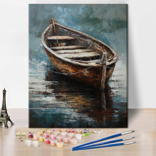 TISHIRON Ölgemälde Schiff, Malen nach Zahlen für Erwachsene, Anfänger, minimalistisches Boot, Malen nach Zahlen, bunt, DIY-Acrylmalerei-Kits, Schiff, Ozean, Malen nach Zahlen, Kunst, 40,6 x 50,8 cm TISHIRON Ölgemälde Schiff, Malen nach Zahlen für Erwachsene, Anfänger, minimalistisches Boot, Malen nach Zahlen, bunt, DIY-Acrylmalerei-Kits, Schiff, Ozean, Malen nach Zahlen, Kunst, 40,6 x 50,8 cm von TISHIRON