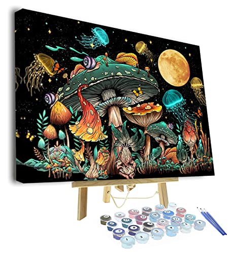 TISHIRON Pilz Malen nach Zahlen für Erwachsene Anfänger, Mond und die Qualle Malen nach Zahlen Kits für Kinder auf Leinwand malen, DIY Ölmalerei Leinwand Kits, mit Rahmen Malen nach Zahlen 16"x20" TISHIRON Pilz Malen nach Zahlen für Erwachsene Anfänger, Mond und die Qualle Malen nach Zahlen Kits für Kinder auf Leinwand malen, DIY Ölmalerei Leinwand Kits, mit Rahmen Malen nach Zahlen 16"x20" von TISHIRON