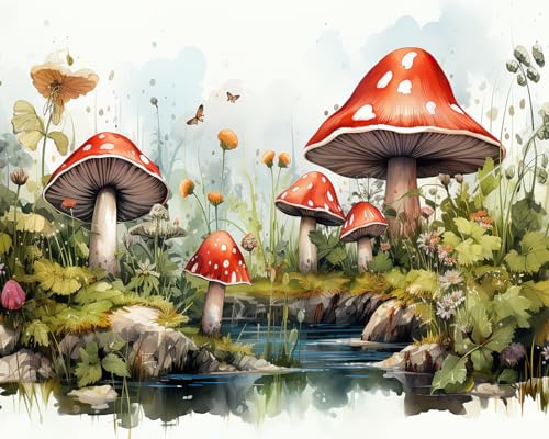TISHIRON Pilze Malen nach Zahlen Erwachsene, Pilze Malen nach Zahlen, Malen nach Zahlen de Pinsel und Acrylfarbe, 16X20 Inch Blumen Malen nach Zahlen Erwachsene Familie Freunde TISHIRON Pilze Malen nach Zahlen Erwachsene, Pilze Malen nach Zahlen, Malen nach Zahlen de Pinsel und Acrylfarbe, 16X20 Inch Blumen Malen nach Zahlen Erwachsene Familie Freunde von TISHIRON