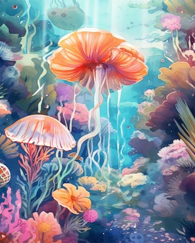 TISHIRON Quallen Malen nach Zahlen Erwachsene, Unterwasser-Welt Malen nach Zahlen, Malen nach Zahlen de Pinsel und Acrylfarbe, 16X20 Inch Flammen Blumen Malen nach Zahlen Erwachsene Familie TISHIRON Quallen Malen nach Zahlen Erwachsene, Unterwasser-Welt Malen nach Zahlen, Malen nach Zahlen de Pinsel und Acrylfarbe, 16X20 Inch Flammen Blumen Malen nach Zahlen Erwachsene Familie von TISHIRON