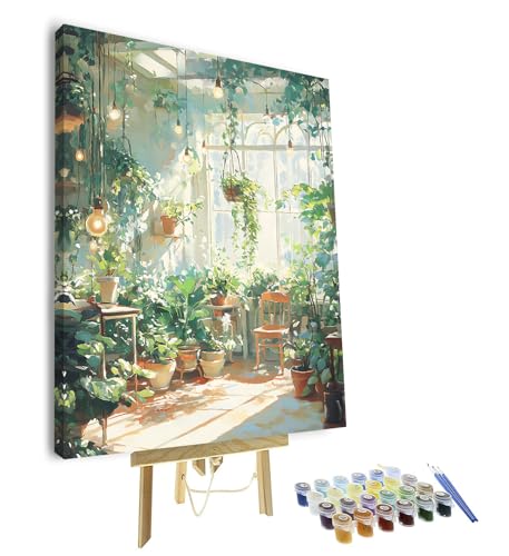 TISHIRON Rahmen Malen nach Zahlen Kit für Erwachsene Anfänger Grünpflanzen, Erwachsene Malen nach Zahlen mit Pinseln Sonnenlicht, DIY Acrylmalerei nach Zahlen für Zuhause 40 x 50 cm TISHIRON Rahmen Malen nach Zahlen Kit für Erwachsene Anfänger Grünpflanzen, Erwachsene Malen nach Zahlen mit Pinseln Sonnenlicht, DIY Acrylmalerei nach Zahlen für Zuhause 40 x 50 cm von TISHIRON