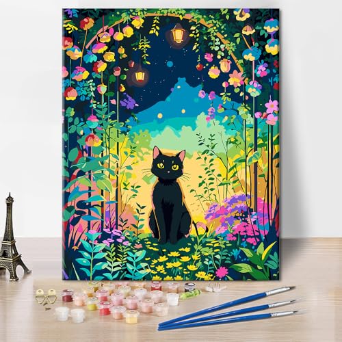 TISHIRON Schwarze Katze Malen nach Zahlen Tier Garten Landschaft Kits DIY Malen nach Zahlen für Anfänger Mädchen Lustige Zahlen Malerei Geschenke für Der salon die Schlafzimmerdekoration 16x20 Zoll TISHIRON Schwarze Katze Malen nach Zahlen Tier Garten Landschaft Kits DIY Malen nach Zahlen für Anfänger Mädchen Lustige Zahlen Malerei Geschenke für Der salon die Schlafzimmerdekoration 16x20 Zoll von TISHIRON
