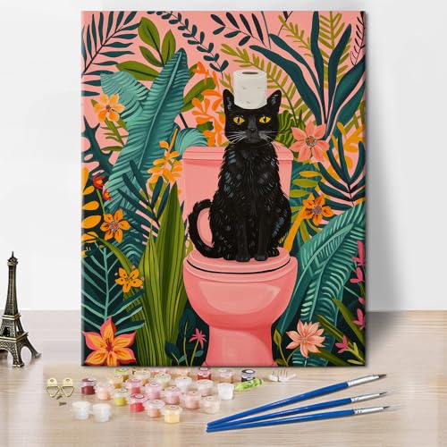 TISHIRON Schwarze Katze Malen nach Zahlen für Erwachsene, Malen nach Zahlen auf Leinwand Tropisches Blatt, Acrylmalerei nach Zahlen Kits Grüne Pflanze, Kunsthandwerk für Zuhause 40 x 50 cm(rahmenlos) TISHIRON Schwarze Katze Malen nach Zahlen für Erwachsene, Malen nach Zahlen auf Leinwand Tropisches Blatt, Acrylmalerei nach Zahlen Kits Grüne Pflanze, Kunsthandwerk für Zuhause 40 x 50 cm(rahmenlos) von TISHIRON