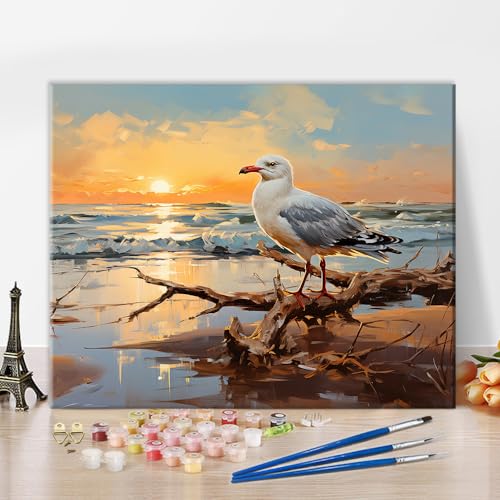 TISHIRON Seaside Beach Birds Malen nach Zahlen für Erwachsene Anfänger Möwen Malen nach Zahlen Kits DIY Acrylmalerei für Erwachsene Kinder Malen nach Zahlen Sonnenuntergang Aquarell 16 x20 Zoll TISHIRON Seaside Beach Birds Malen nach Zahlen für Erwachsene Anfänger Möwen Malen nach Zahlen Kits DIY Acrylmalerei für Erwachsene Kinder Malen nach Zahlen Sonnenuntergang Aquarell 16 x20 Zoll von TISHIRON