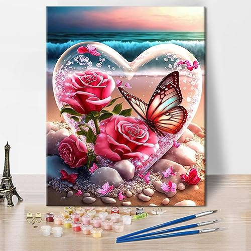 TISHIRON Seaside Malen nach Zahlen Kits Damen Ölgemälde für Erwachsene Kinder DIY Strand Blume Herz Schmetterling Mädchen Malerei Figuren Kit Familie Wanddekoration - 40,6 x 50,8 cm TISHIRON Seaside Malen nach Zahlen Kits Damen Ölgemälde für Erwachsene Kinder DIY Strand Blume Herz Schmetterling Mädchen Malerei Figuren Kit Familie Wanddekoration - 40,6 x 50,8 cm von TISHIRON
