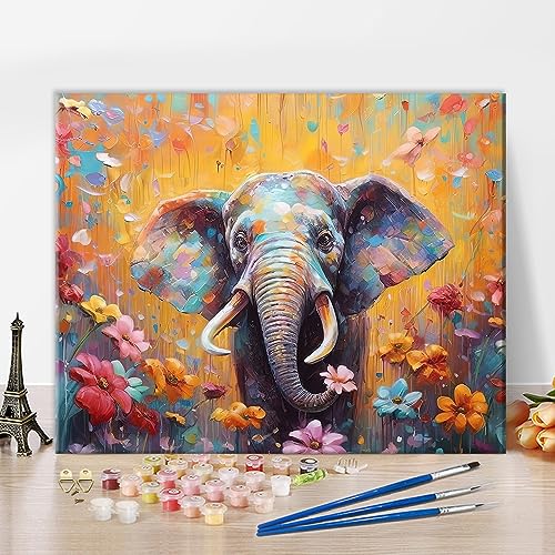 TISHIRON Tier Malen nach Zahlen, Elefant und Blumen Malen nach Zahlen für Erwachsene Leinwand, buntes Malen nach Zahlen mit Pinseln und Pigment, Rahmenlose Ölmalerei Bastelset, 40x50 CM TISHIRON Tier Malen nach Zahlen, Elefant und Blumen Malen nach Zahlen für Erwachsene Leinwand, buntes Malen nach Zahlen mit Pinseln und Pigment, Rahmenlose Ölmalerei Bastelset, 40x50 CM von TISHIRON