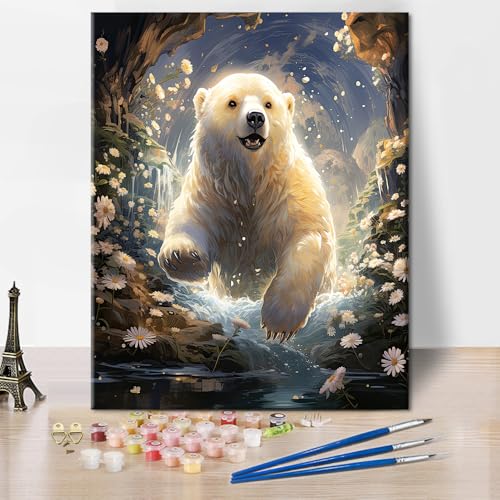 TISHIRON Tier Malen nach Zahlen Eisbär im Wald Malen nach Zahlen Set für Erwachsene mit Pinsel und Pigment, Kunsthandwerk DIY Ölmalerei für Zuhause Wanddekoration, 40x50 CM TISHIRON Tier Malen nach Zahlen Eisbär im Wald Malen nach Zahlen Set für Erwachsene mit Pinsel und Pigment, Kunsthandwerk DIY Ölmalerei für Zuhause Wanddekoration, 40x50 CM von TISHIRON