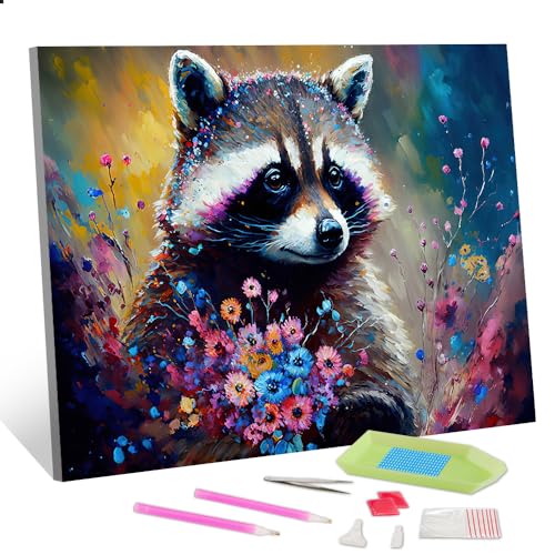 TISHIRON Tiere Diamond Painting Kits DIY Waschbär Diamond Art Paint mit runden Diamanten Blumen 5D Diamond Painting Full Drill Gem Art Kit Floral Art Crafts 12 "x16 TISHIRON Tiere Diamond Painting Kits DIY Waschbär Diamond Art Paint mit runden Diamanten Blumen 5D Diamond Painting Full Drill Gem Art Kit Floral Art Crafts 12 "x16 von TISHIRON