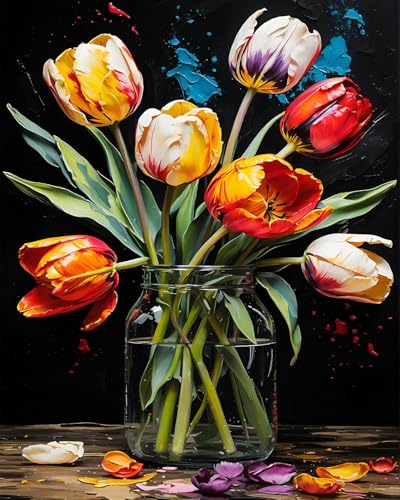 TISHIRON Tulpen Malen nach Zahlen Erwachsene, Fünf farbenfrohe Tulpen Malen nach Zahlen, Malen nach Zahlen de Pinsel und Acrylfarbe, 16X20 Inch Flammen Malen nach Zahlen Erwachsene Familie Freunde TISHIRON Tulpen Malen nach Zahlen Erwachsene, Fünf farbenfrohe Tulpen Malen nach Zahlen, Malen nach Zahlen de Pinsel und Acrylfarbe, 16X20 Inch Flammen Malen nach Zahlen Erwachsene Familie Freunde von TISHIRON