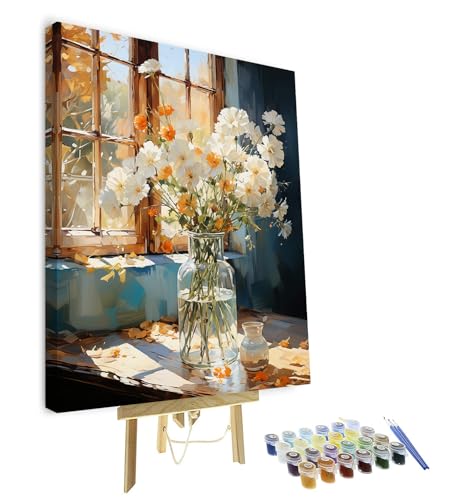 TISHIRON Vase Rahmen Malen nach Zahlen Kits auf Leinwand, DIY Acryl Farbe nach Zahlen Kit für Erwachsene Blumen, Ölmalerei nach Zahlen für Home Wall Decor Bouquet, Kunsthandwerk 40 x 50 cm TISHIRON Vase Rahmen Malen nach Zahlen Kits auf Leinwand, DIY Acryl Farbe nach Zahlen Kit für Erwachsene Blumen, Ölmalerei nach Zahlen für Home Wall Decor Bouquet, Kunsthandwerk 40 x 50 cm von TISHIRON