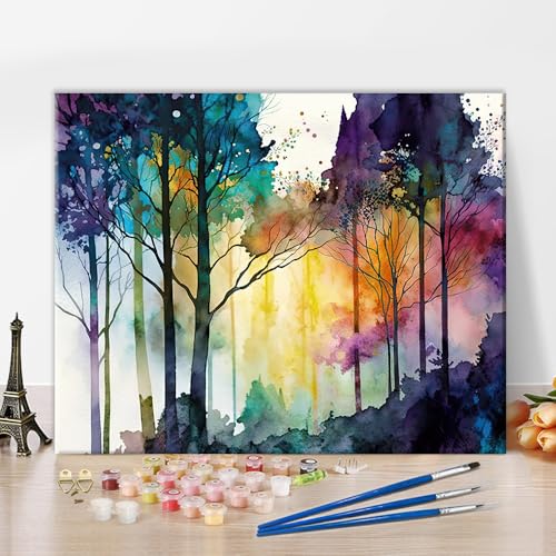 TISHIRON Wasserfarben Wald-Szene Farbtafel für Erwachsene Bäume Natur Ölmalerei Set für Erwachsene DIY Handwerk Kunst Malerei Set für Heimwanddekoration 12x16 Zoll Ohne Rahmen TISHIRON Wasserfarben Wald-Szene Farbtafel für Erwachsene Bäume Natur Ölmalerei Set für Erwachsene DIY Handwerk Kunst Malerei Set für Heimwanddekoration 12x16 Zoll Ohne Rahmen von TISHIRON