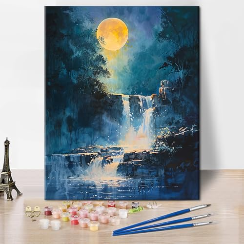 TISHIRON Zahlen, malereien für erwachsene, zahlen, monds, mathematische malen auf wasserfall; erotische zeichenketten auf stille landschaften; gemälde Von haus - malen 16 "x20 (ohne rahmen) von TISHIRON