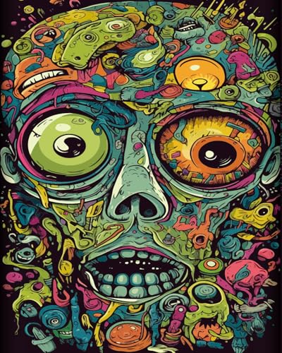 TISHIRON Zombie Malen nach Zahlen Erwachsene, Ein Zombie Malen nach Zahlen, Malen nach Zahlen de Pinsel und Acrylfarbe, 16X20 Inch Flammen Malen nach Zahlen Erwachsene Familie Freunde TISHIRON Zombie Malen nach Zahlen Erwachsene, Ein Zombie Malen nach Zahlen, Malen nach Zahlen de Pinsel und Acrylfarbe, 16X20 Inch Flammen Malen nach Zahlen Erwachsene Familie Freunde von TISHIRON