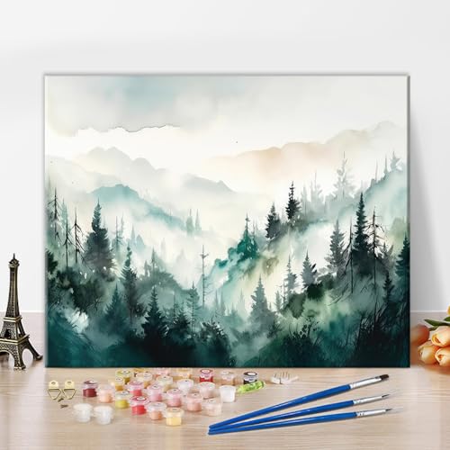 Wald Malen nach Zahlen für Erwachsene Anfänger, Wald mit Nebel DIY Malen nach Zahlen Kits für Kinder abstrakte Landschaft malen Kits Leinwand Geschenke Kunsthandwerk für Home Living Room Decor 16"x20" Wald Malen nach Zahlen für Erwachsene Anfänger, Wald mit Nebel DIY Malen nach Zahlen Kits für Kinder abstrakte Landschaft malen Kits Leinwand Geschenke Kunsthandwerk für Home Living Room Decor 16"x20" von TISHIRON