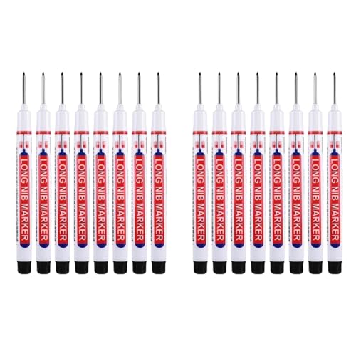TISHITA 16 Stück Tieflochmarker Permanentmarker Zimmermannsstift Anreißstift mit Wischfester Tinte für Dauerhafte Linien für Architekten Und Die Holzbearbeit, 16-teiliges Schwarz TISHITA 16 Stück Tieflochmarker Permanentmarker Zimmermannsstift Anreißstift mit Wischfester Tinte für Dauerhafte Linien für Architekten Und Die Holzbearbeit, 16-teiliges Schwarz von TISHITA