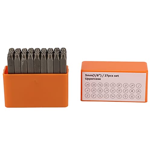 27 Stück Metallstempel, Orange, Einfach zu Verstauen, Kohlenstoffstahl, Metall, 27 Englische Buchstaben, Großbuchstaben, Stempelset mit Box, Metallstempel, Stanzwerkzeug für Schmuck, Handwerk, Lederwa 27 Stück Metallstempel, Orange, Einfach zu Verstauen, Kohlenstoffstahl, Metall, 27 Englische Buchstaben, Großbuchstaben, Stempelset mit Box, Metallstempel, Stanzwerkzeug für Schmuck, Handwerk, Lederwa von TITA-DONG