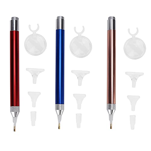 3Set Luminous Diamond Painting Pen, Point Drill Pen mit Lupe für 5D DIY Diamond Art Kreuzstich-Stickerei-Zubehör, Luminous Work Efficiency Panting Tool von TITA-DONG