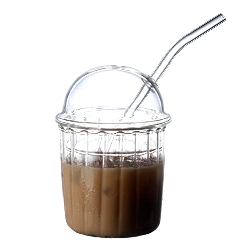 TITA-DONG Niedliche Trinkgläser mit Glaskuppeldeckel und Strohhalm, Wiederverwendbare Smoothie-Becher mit Breiter Öffnung, 425 Ml, Glas, Kaffee-Eisbecher, Glas-Bubble-Teebecher für Cola, Soda,(Weiss) TITA-DONG Niedliche Trinkgläser mit Glaskuppeldeckel und Strohhalm, Wiederverwendbare Smoothie-Becher mit Breiter Öffnung, 425 Ml, Glas, Kaffee-Eisbecher, Glas-Bubble-Teebecher für Cola, Soda,(Weiss) von TITA-DONG