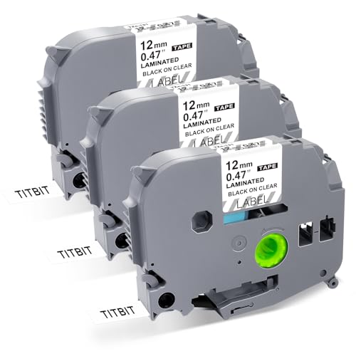 TITBIT 3-Pack Kompatibles für Brother P-Touch Bänder 12mm Transparent Ersatz für P Touch Schriftband 12mm Clear TZe-131 TZe131 TZ131 AZe-131 Transparent für Ptouch PT-H100LB H101C H110 H105 PT-1000 von TITBIT