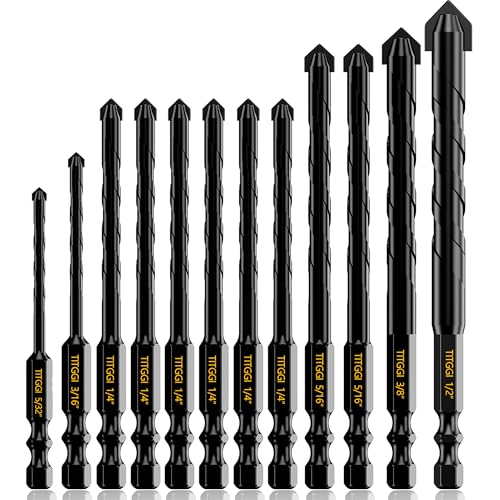 Betonbohrer-Set, 12-teilig – Steinbohrer, professionelles Steinbohrer-Set für Beton/Glas/Ziegel/Zement/Fliesen/Holz/etc., industrielle Stärke, Hartmetall-Bohrerspitze, 5/32-1/2 Zoll von TITGGI Betonbohrer-Set, 12-teilig – Steinbohrer, professionelles Steinbohrer-Set für Beton/Glas/Ziegel/Zement/Fliesen/Holz/etc., industrielle Stärke, Hartmetall-Bohrerspitze, 5/32-1/2 Zoll von TITGGI von TITGGI