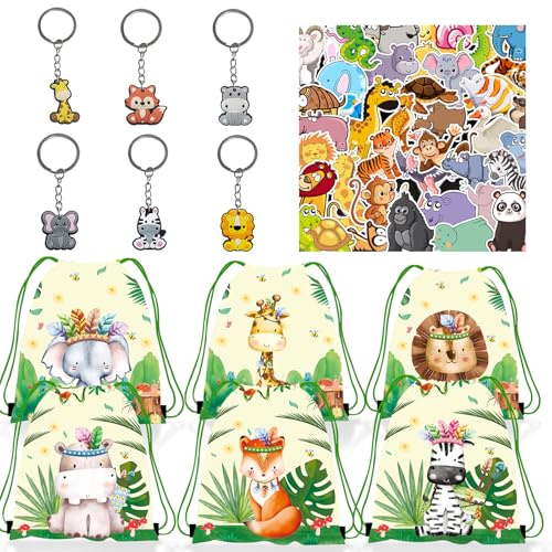 Dschungeltiere Party mitgebsel Set, 52Pcs Kindergeburtstag Party Geschenke, Kinder Kordelzugbeutel, Schlüsselanhänger Silikon, Cartoon Tier Aufkleber, Tierische Party Mitgebsel Geschenke Dschungeltiere Party mitgebsel Set, 52Pcs Kindergeburtstag Party Geschenke, Kinder Kordelzugbeutel, Schlüsselanhänger Silikon, Cartoon Tier Aufkleber, Tierische Party Mitgebsel Geschenke von TIVUNORON