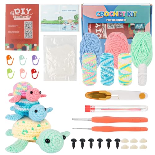 TIVUNORON Häkelset für Anfänger, 3-Teiliges Schildkröte Häckeln Stricken Set, DIY Amigurumi Häkelset, mit Wolle Häkelnadeln Zubehör und Video-Anleitung, Geschenk für Erwachsene Kinder TIVUNORON Häkelset für Anfänger, 3-Teiliges Schildkröte Häckeln Stricken Set, DIY Amigurumi Häkelset, mit Wolle Häkelnadeln Zubehör und Video-Anleitung, Geschenk für Erwachsene Kinder von TIVUNORON