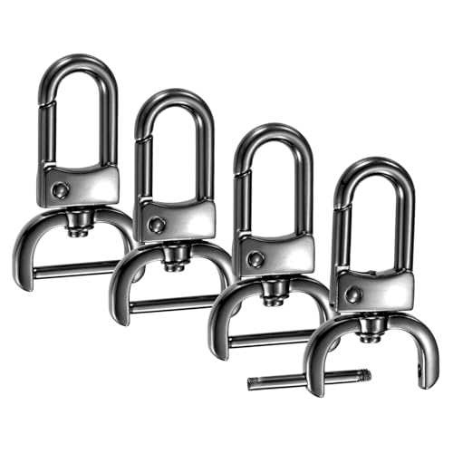 TIXIPEM Drehbare Verschlusshaken [4 Stück] – Schlüsselanhänger-Clip-Haken zur Herstellung von Schlüsselbändern, Geldbörsen-Hardware und Bastelarbeiten, Schwarz, 4,9 cm, D-Ring-Clip von TIXIPEM