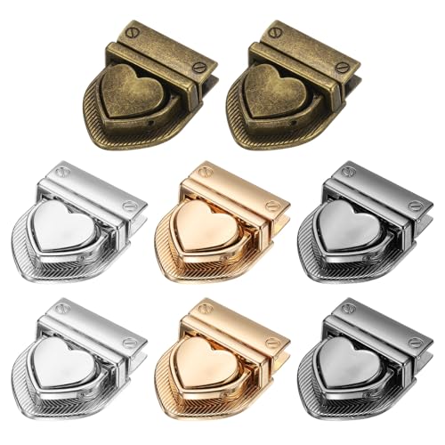 TIXIPEM Herz-Verschluss [8 Stück] – Metall-Schnallenverschlüsse für Geldbörsen, Handtaschen, Lederhandtaschen – [Mischen von 4 Farben – B] Geldbörsenverschluss von TIXIPEM