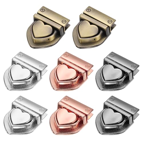 TIXIPEM Herz-Verschluss [8 Stück] – Metall-Schnallenverschlüsse für Geldbörsen, Taschen, Lederhandtaschen – [Mischen von 4 Farben – A] Geldbörsenverschluss von TIXIPEM