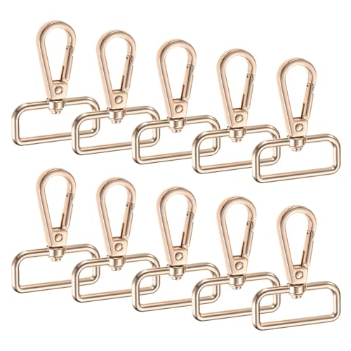 TIXIPEM Karabinerverschlüsse [10 Stück] – Karabinerhaken mit Drehgelenk aus Zinklegierung für Schlüsselanhänger, Schlüsselbänder, Geldbörsen-Hardware und Bastelarbeiten, Hellgold, 5,1 x 4,1 cm von TIXIPEM