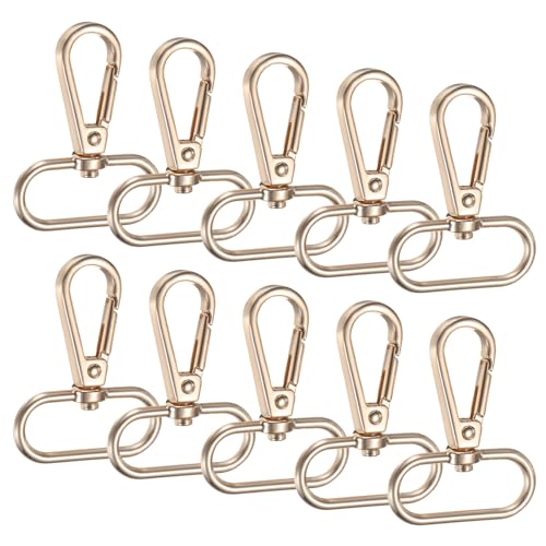 TIXIPEM Karabinerverschlüsse [10 Stück] – Karabinerhaken mit Drehgelenk aus Zinklegierung für Schlüsselanhänger, Schlüsselbänder, Geldbörsen-Hardware und Bastelarbeiten, Hellgold, 5,1 x 4,1 cm von TIXIPEM