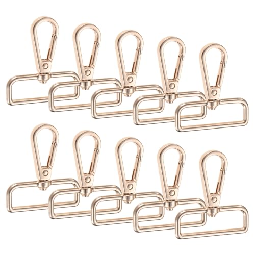 TIXIPEM Karabinerverschlüsse [10 Stück] – Karabinerhaken mit Drehgelenk aus Zinklegierung für Schlüsselanhänger, Schlüsselbänder, Geldbörsen-Hardware und Bastelarbeiten, Hellgold, 5,1 x 4,6 cm von TIXIPEM