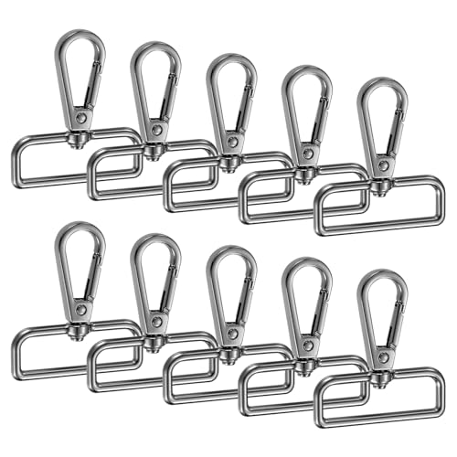TIXIPEM Karabinerverschlüsse [10 Stück] – Karabinerhaken mit Drehgelenk aus Zinklegierung für Schlüsselanhänger, Schlüsselbänder, Geldbörsen-Hardware und Bastelarbeiten – [Gun Black – 5,1 x 4,6 cm von TIXIPEM