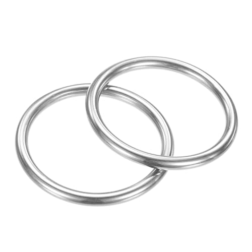 TIXIPEM Metall-O-Ringe, 45 mm Durchmesser, 2 Stück, 316 Edelstahl, 0,5 cm, THK Mehrzweck-geschweißte runde Ringe für Handwerk, Camping, Gürtel und Hundeleinen, nahtlose Heberinge TIXIPEM Metall-O-Ringe, 45 mm Durchmesser, 2 Stück, 316 Edelstahl, 0,5 cm, THK Mehrzweck-geschweißte runde Ringe für Handwerk, Camping, Gürtel und Hundeleinen, nahtlose Heberinge von TIXIPEM