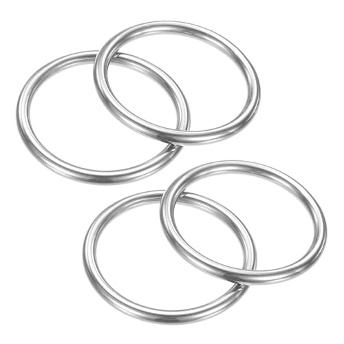 TIXIPEM Metall-O-Ringe, 45 mm Durchmesser, 4 Stück, 316 Edelstahl, 0,5 cm, THK Mehrzweck-geschweißte runde Ringe für Handwerk, Camping, Gürtel und Hundeleinen, nahtlose Heberinge TIXIPEM Metall-O-Ringe, 45 mm Durchmesser, 4 Stück, 316 Edelstahl, 0,5 cm, THK Mehrzweck-geschweißte runde Ringe für Handwerk, Camping, Gürtel und Hundeleinen, nahtlose Heberinge von TIXIPEM
