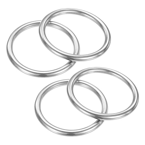 TIXIPEM Metall-O-Ringe, 50 mm Durchmesser, 4 Stück, 316 Edelstahl, 0,6 cm, THK Mehrzweck-geschweißte runde Ringe für Handwerk, Camping, Gürtel und Hundeleinen, nahtlose Heberinge TIXIPEM Metall-O-Ringe, 50 mm Durchmesser, 4 Stück, 316 Edelstahl, 0,6 cm, THK Mehrzweck-geschweißte runde Ringe für Handwerk, Camping, Gürtel und Hundeleinen, nahtlose Heberinge von TIXIPEM