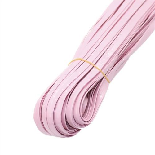 Flache Lederkordeln 5 Meter 5/8/10/15/20 mm glänzendes geflochtenes PU-Lederband, flaches Lederband, Schnur, Seil, DIY-Halskette, Armbandherstellung. (Color : Pink, Size : 10mm) von TIYGHI