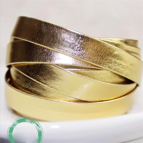 Flache Lederkordeln 5 Meter Gold geflochtenes PU-Lederband, 5/8/10/15/20 mm flaches Lederband, Schnur, Seil, DIY-Halskette, Armbandherstellung. (Color : Gold, Size : 8mm) von TIYGHI