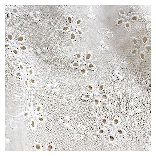 TIYGHI Baumwoll-Spitzenstoff, 1 Yard, elfenbeinfarbenes Tuch, Besticktes Hemd, Kleidung, Oberteil, Hochzeitskleid, Nähmaterial, 135 cm breit TIYGHI Baumwoll-Spitzenstoff, 1 Yard, elfenbeinfarbenes Tuch, Besticktes Hemd, Kleidung, Oberteil, Hochzeitskleid, Nähmaterial, 135 cm breit von TIYGHI
