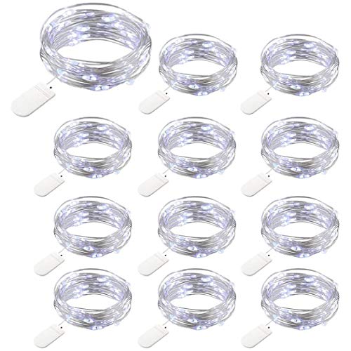 12 Stück 20er LED Micro Lichterkette Batterie Betrieb, 2M Kupferdraht Lichterkette String Fairy Lights, Wasserdicht Lichterketten für DIY Weihnachten Hochzeit Party Festival Dekorationen (Kühlweiß) 12 Stück 20er LED Micro Lichterkette Batterie Betrieb, 2M Kupferdraht Lichterkette String Fairy Lights, Wasserdicht Lichterketten für DIY Weihnachten Hochzeit Party Festival Dekorationen (Kühlweiß) von TIYUPA
