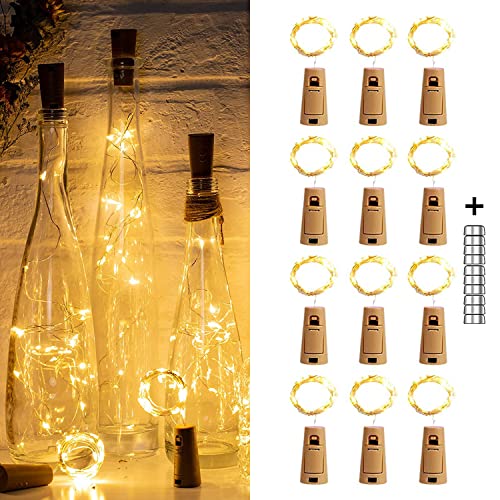 12 Stück Flaschenlicht, 2M 20LED Flaschenlichterkette Korken Batteriebetrieben, Weinflasche Lichtkette Glas Korken Licht, Kupferdraht Drahtlichterkette für Flasche Deko für Party Hochzeit, Warmweiß 12 Stück Flaschenlicht, 2M 20LED Flaschenlichterkette Korken Batteriebetrieben, Weinflasche Lichtkette Glas Korken Licht, Kupferdraht Drahtlichterkette für Flasche Deko für Party Hochzeit, Warmweiß von TIYUPA